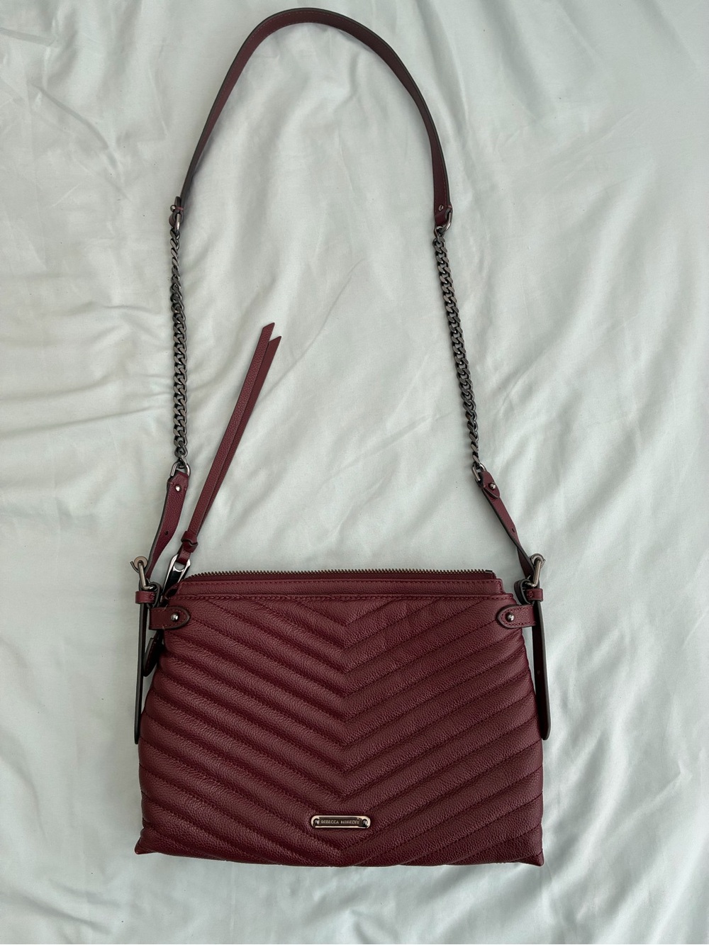 Rebecca Minkoff Quilted Wine Red Crossbody Shoulder Bag